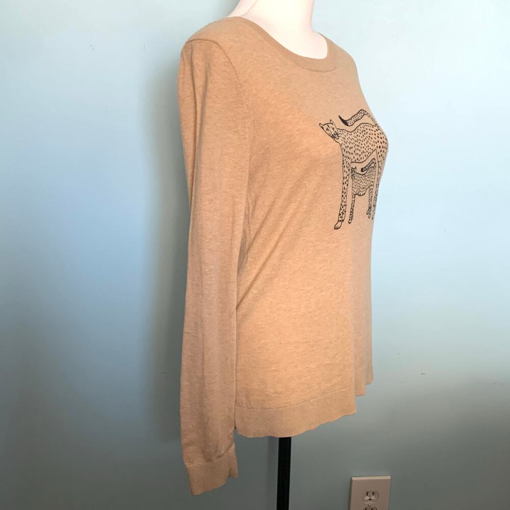 J. Crew Factory Embroidered Cheetah Teddie Sweater Size Small - Picture 6 of 9